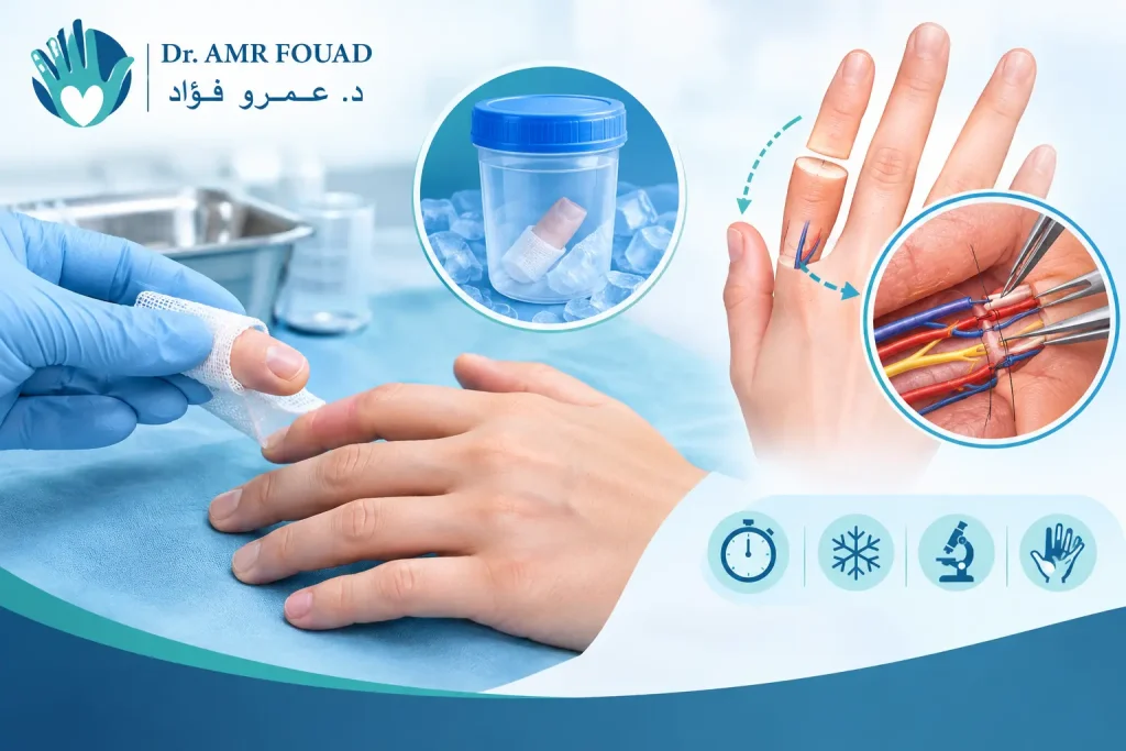 زراعة الاصابع بعد البتر بساعات